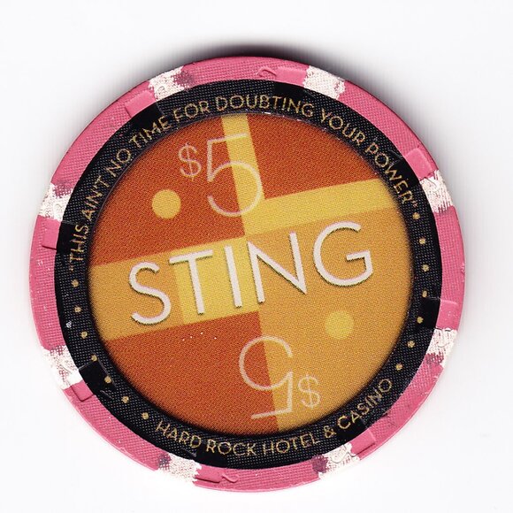Sting @ Hard Rock Hotel & Casino Las Vegas $5 Gaming Chip (b271-2) - Picture 2 of 2